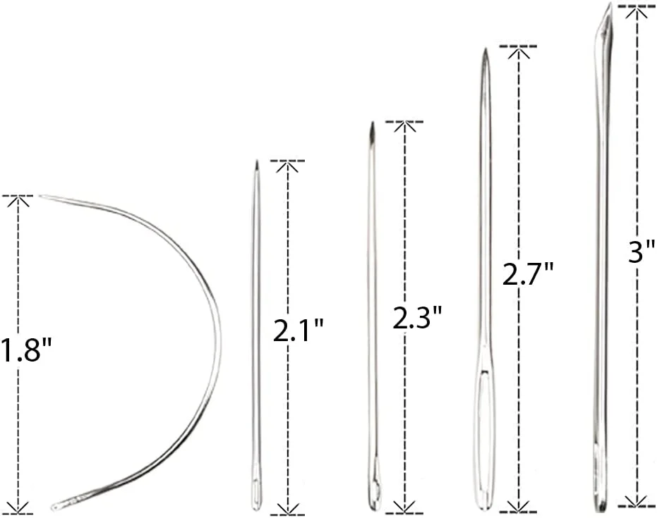 ست سوزن خیاطی دستی Eketirry، سوزن های دستی خانگی سنگین برای تعمیرات اثاثه یا لوازم داخلی، فرش، چرم، بوم (5 عدد)