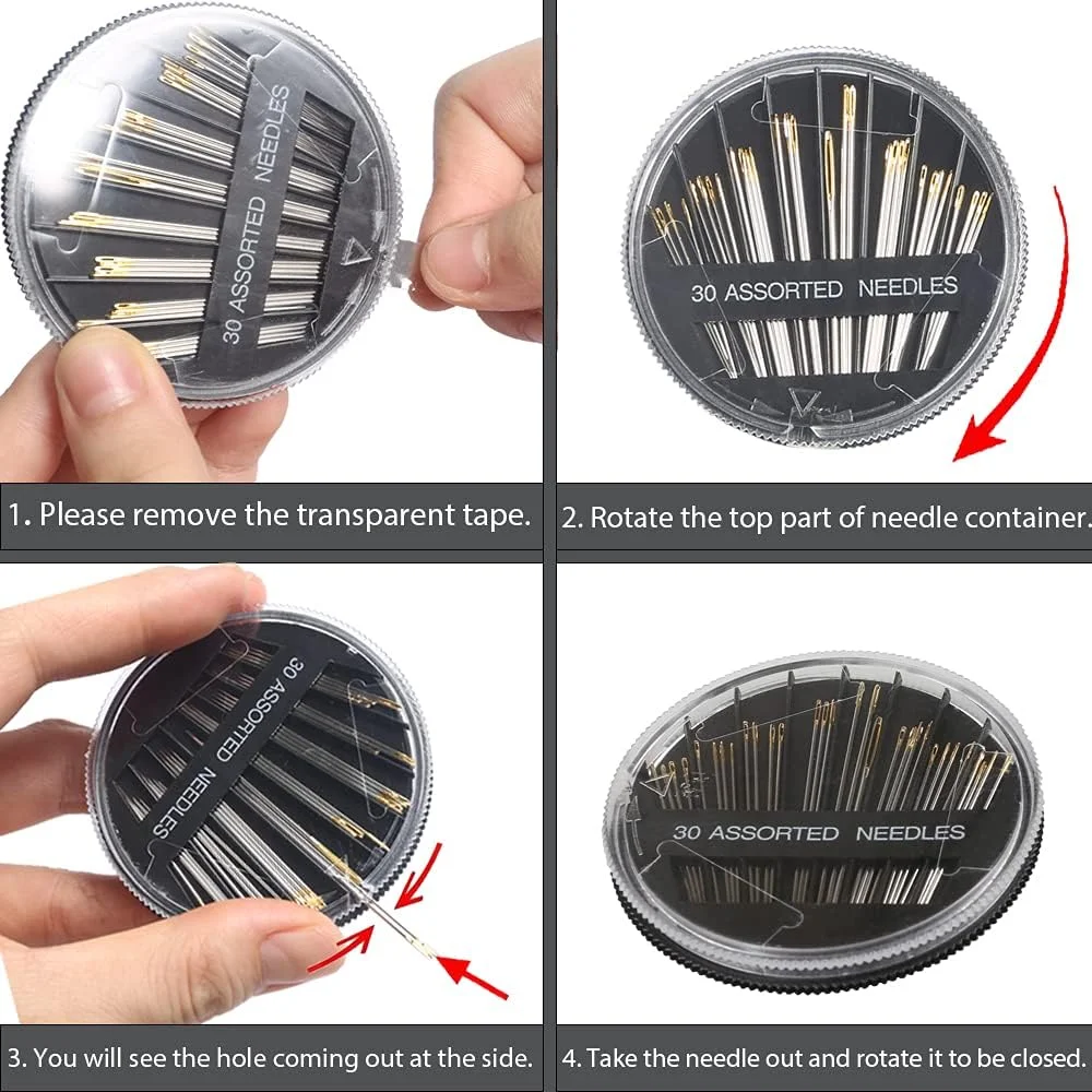 سوزن های خیاطی دستی ممتاز Eketirry، بسته 4 عددی 30 تایی سوزن های متنوع برای تعمیر خیاطی، 6 سایز مختلف سوزن خیاطی با 2 سوزن نخ کن (مشکی، 4) سوزن های خیاطی دستی ممتاز Eketirry، بسته 4 عددی 30 تایی سوزن های متنوع برای تعمیر خیاطی، 6 سایز مختلف سوزن خیاطی با 2 سوزن نخ کن (مشکی، 4)