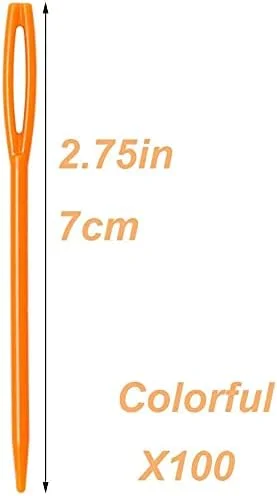 سوزن های خیاطی پلاستیکی دوجوانهونگ، 100 عدد، 7 سانتی متر، چند رنگ، نوک تیز، مناسب برای کاردستی کودکان، خیاطی، لحاف دوزی، گلدوزی