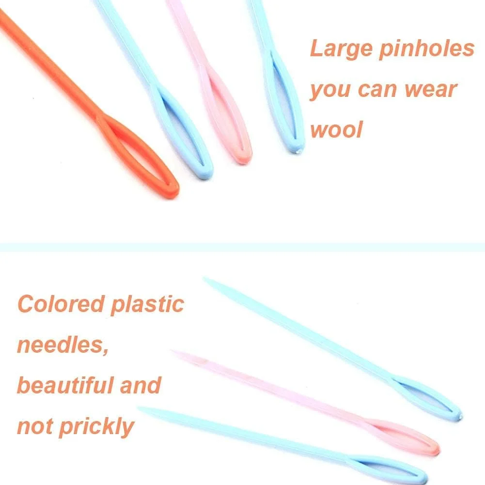سوزن های خیاطی پلاستیکی دوجوانهونگ، 100 عدد، 7 سانتی متر، چند رنگ، نوک تیز، مناسب برای کاردستی کودکان، خیاطی، لحاف دوزی، گلدوزی