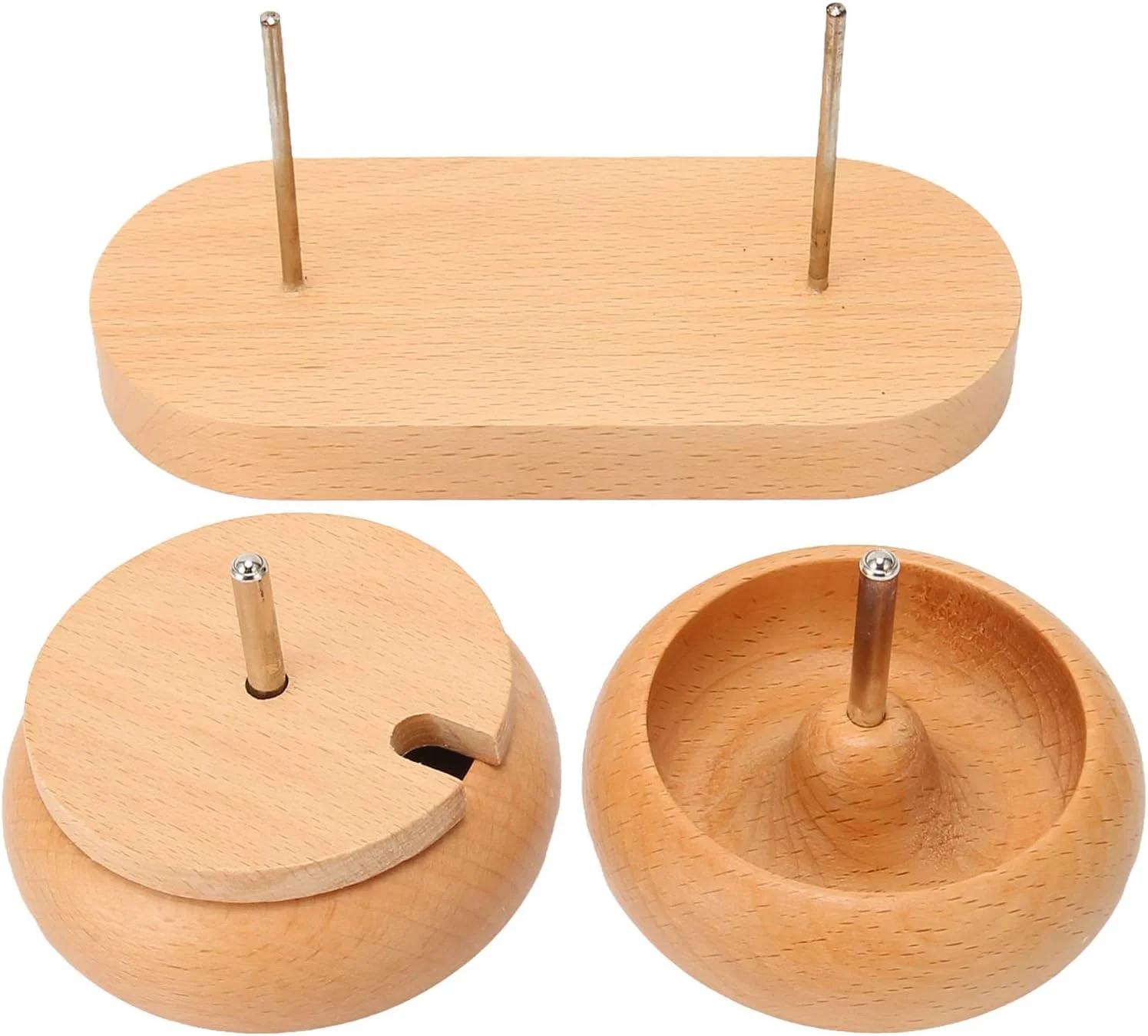 دستگاه مهره بافی Fockety، 2 سوزن چوبی فلزی، کیت مهره دوزی، لودر نخ کشی بادوام و پایدار با پایه بیضی شکل و روکش برای ساخت جواهرات، مهره های دانه ای و رسی