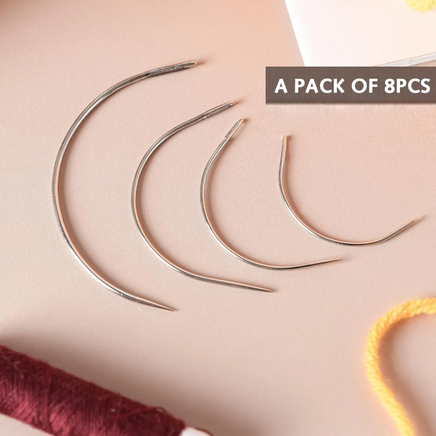 ست تعمیر سوزن های خمیده برای سوزن های خیاطی خمیده، سوزن های خمیده برای کلاه گیس (شکل C)، ست سوزن زین چرمی گرد با سوزن های خمیده (3.5 سانتی متر، 4 سانتی متر، 4.5 سانتی متر، 5.3 سانتی متر)