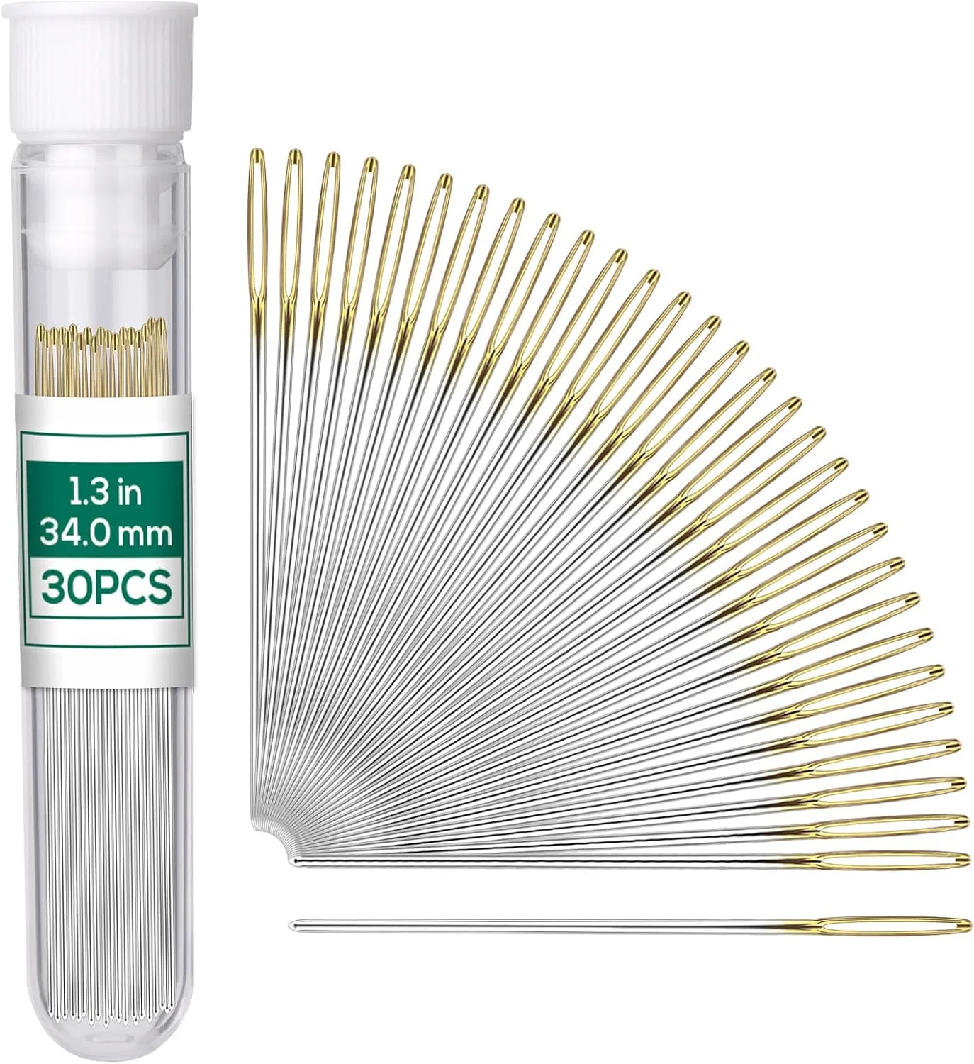 مجموعه سوزن خیاطی MASPHY شامل 30 عدد سوزن، سوزن های چشمی بزرگ 3.4 سانتی متری، مجموعه سوزن های گلدوزی، سوزن های ضخیم با چشم بزرگ به همراه بطری شفاف برای دوخت دستی صنایع دستی چرمی پشمی