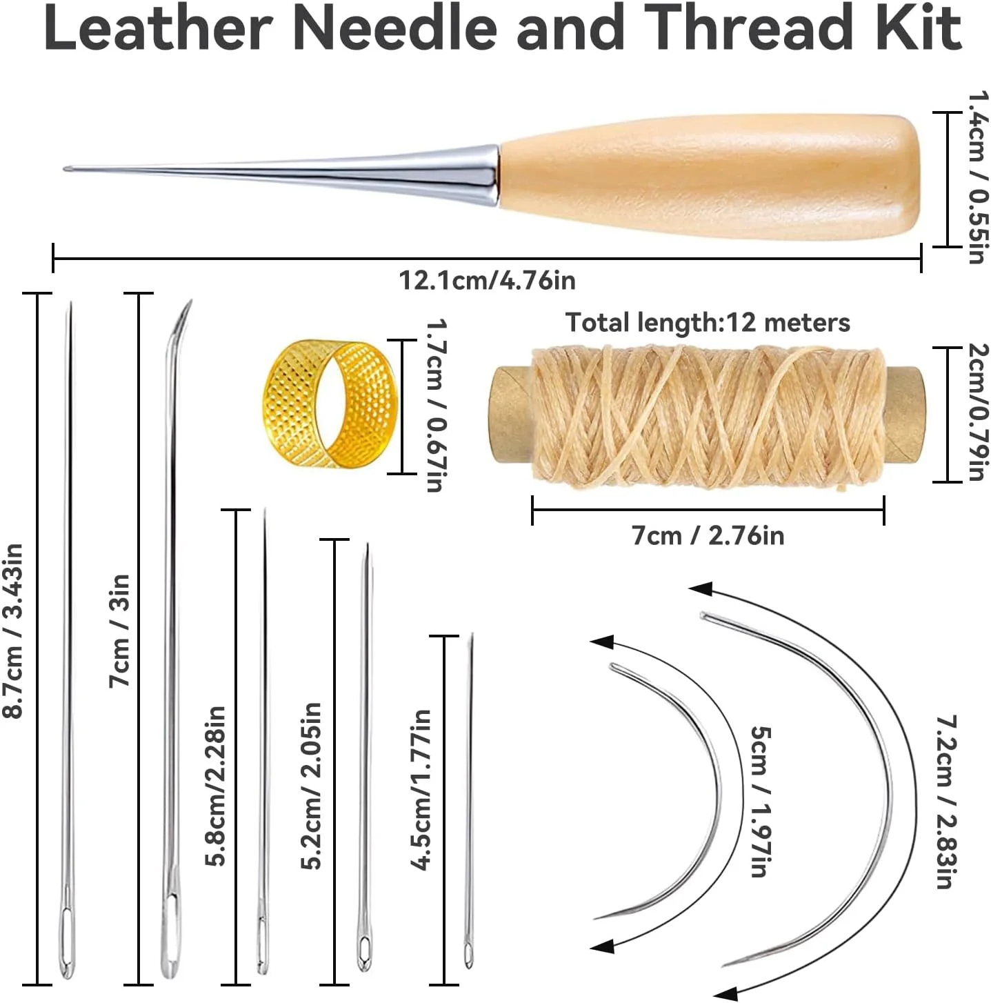 ست تعمیر چرم elook شامل 12 قطعه، کیت خیاطی چرم با نخ موم زده، کیت سوزن و نخ برای مبل، کفش، کیف دستی و پوشاک چرمی ست تعمیر چرم elook شامل 12 قطعه، کیت خیاطی چرم با نخ موم زده، کیت سوزن و نخ برای مبل، کفش، کیف دستی و پوشاک چرمی