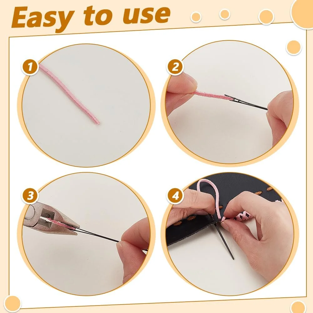 آهندمیکر 10 عدد سوزن چرمی دوزی، 2.2 اینچ طول، سوزن های بافتنی دستی تک سوراخ فولادی بادوام، ابزار نخ کشی دستی برای تعمیرات چرم دوزی، بافت کیف، ساخت صنایع دستی DIY