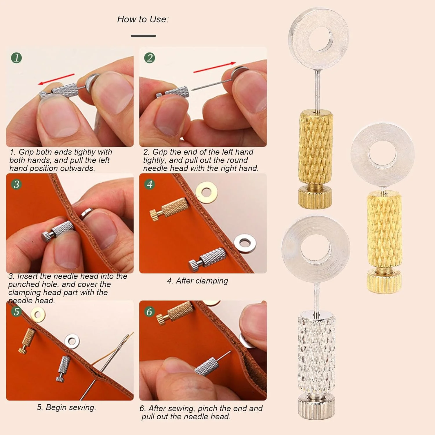 سوزن های دوخت دقیق Tnfeeon برای چرم دوزی، سوزن موقعیت یابی با کاربرد متنوع و ابزار بخیه ثابت با جنس استیل ضد زنگ برای کیف های چرمی دست ساز (بلند)