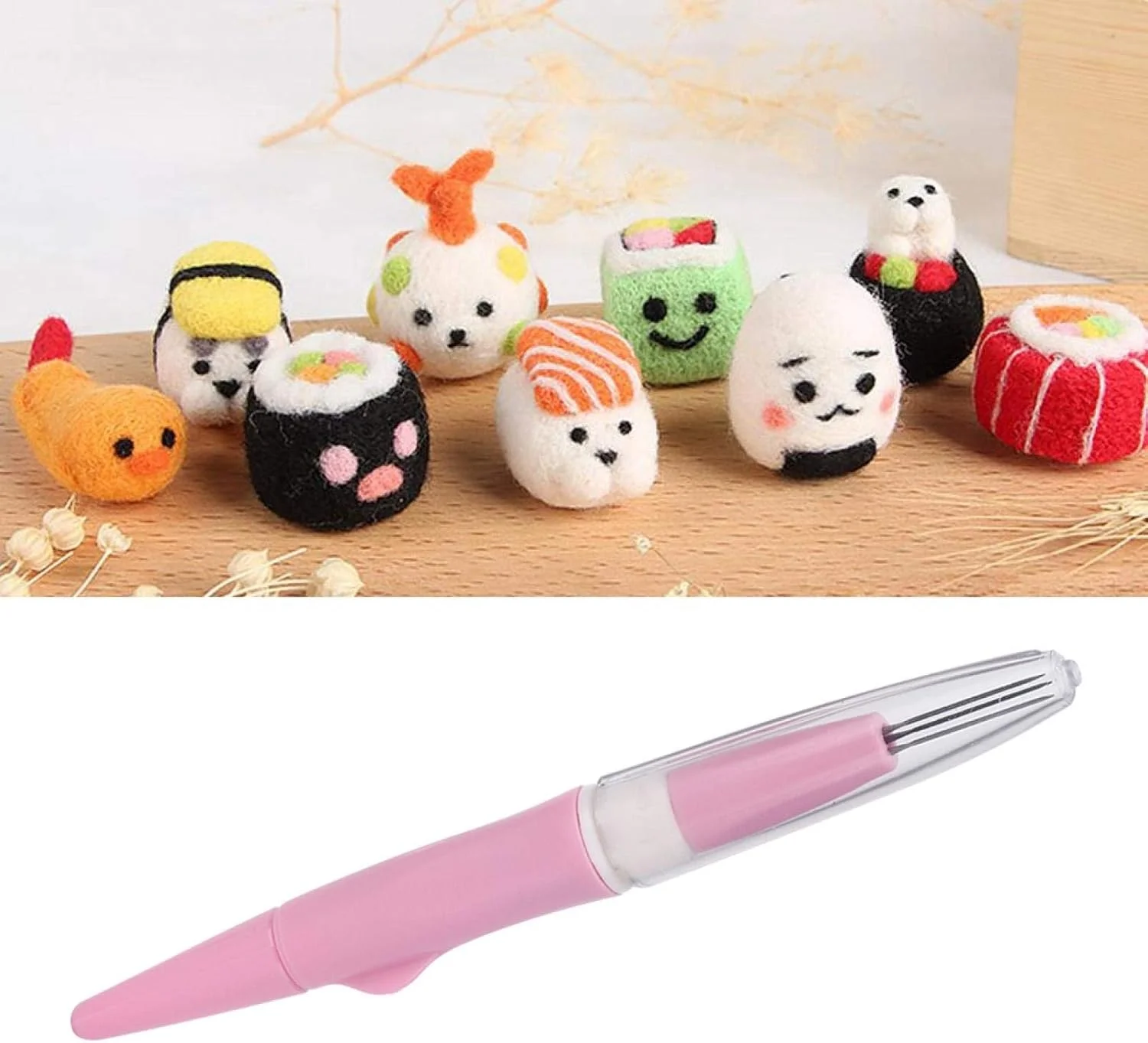 ابزار نمد دوزی 3 سوزنه مدل قلمی، ابزار پانچ نمد دوزی قابل حمل، قلم سوزن نمد دوزی DIY، ابزار ساخت صنایع دستی، لوازم خیاطی (صورتی)