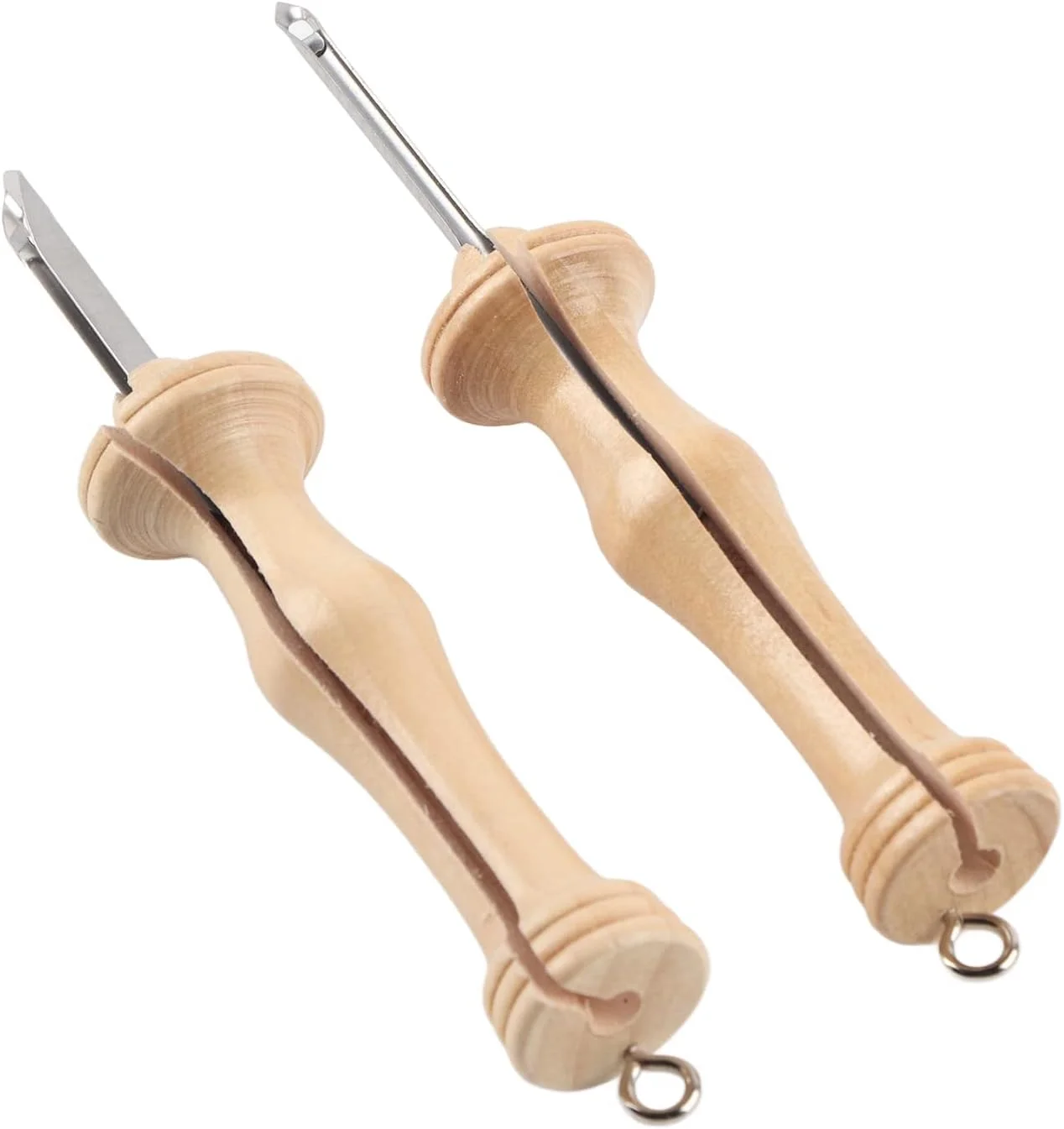 ست دو عددی سوزن پانچ با دسته چوبی، ابزار گلدوزی سوزن پانچ برای نخ و کاموا صنایع دستی DIY