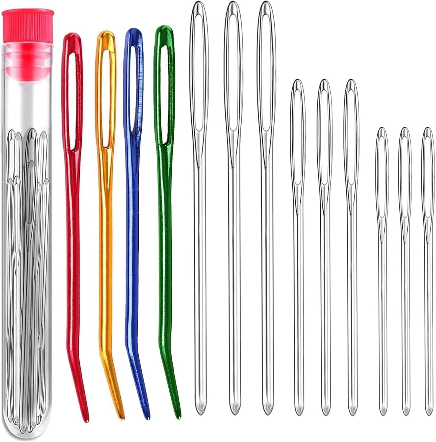 دolaso مجموعه 16 عددی سوزن های لحاف دوزی پشمی و سوزن های ضخیم ته گرد چشم بزرگ برای پروژه های قلاب بافی، مهره دوزی، خیاطی و صنایع دستی DIY