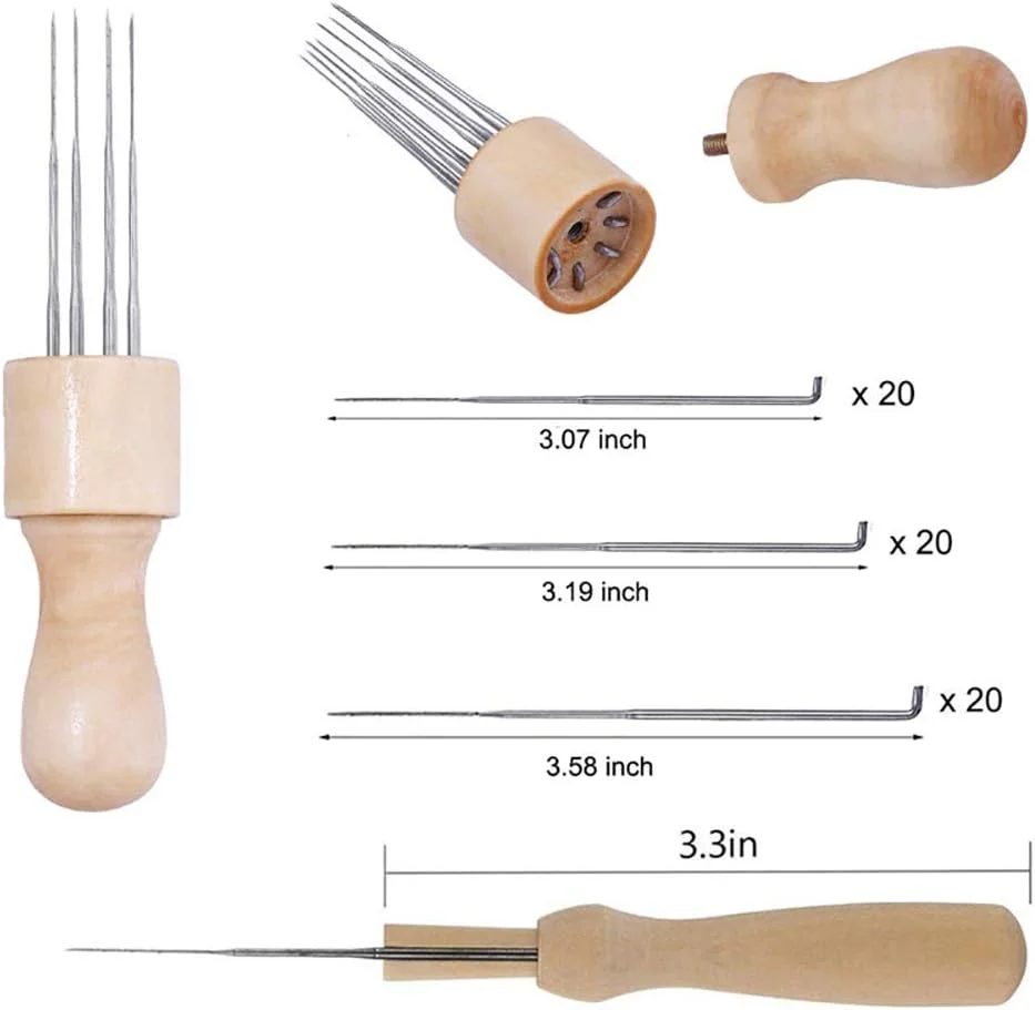 ست سوزن نمد دوزی 48 عددی، سوزن های نمدی پشمی در 3 سایز، به همراه قیچی مت، محافظ انگشت، موچین، ست ابزار نمد دوزی برای ساخت اسباب بازی های DIY و حیوانات نمدی