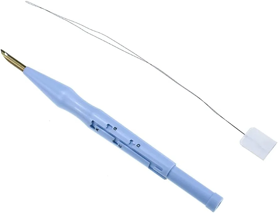 کیت گلدوزی DIY، سوزن پانچ نخ با دسته چوبی، قلم گلدوزی، سوزن نخ‌کن، پارچه برای کوک صلیبی (C)