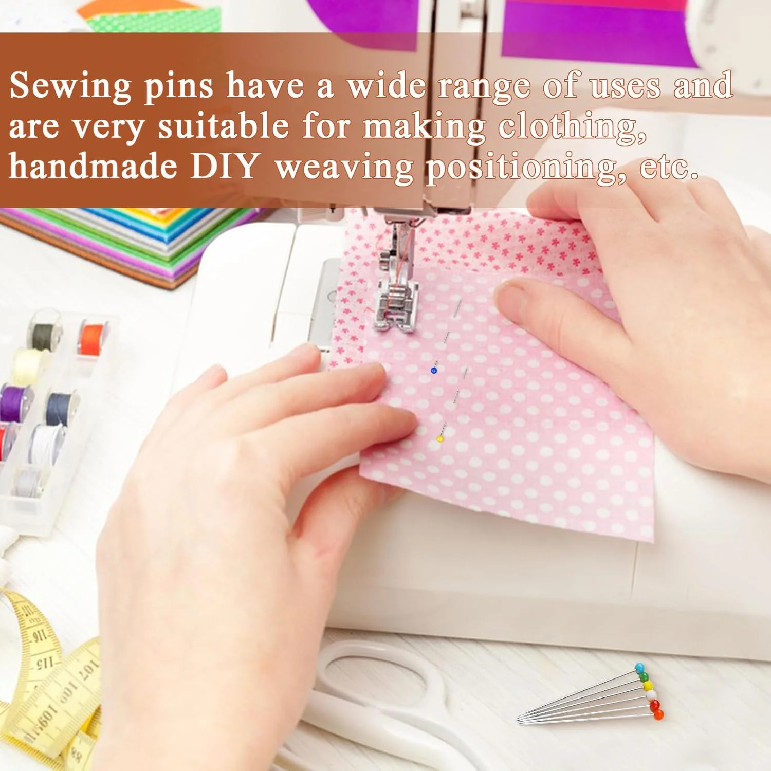 دوکثیرو 200 عدد سوزن خیاطی رنگارنگ با سر شیشه ای، سوزن های مستقیم 38 میلی متری بلند با نوک تیز برای لحاف دوزی، جواهر سازی