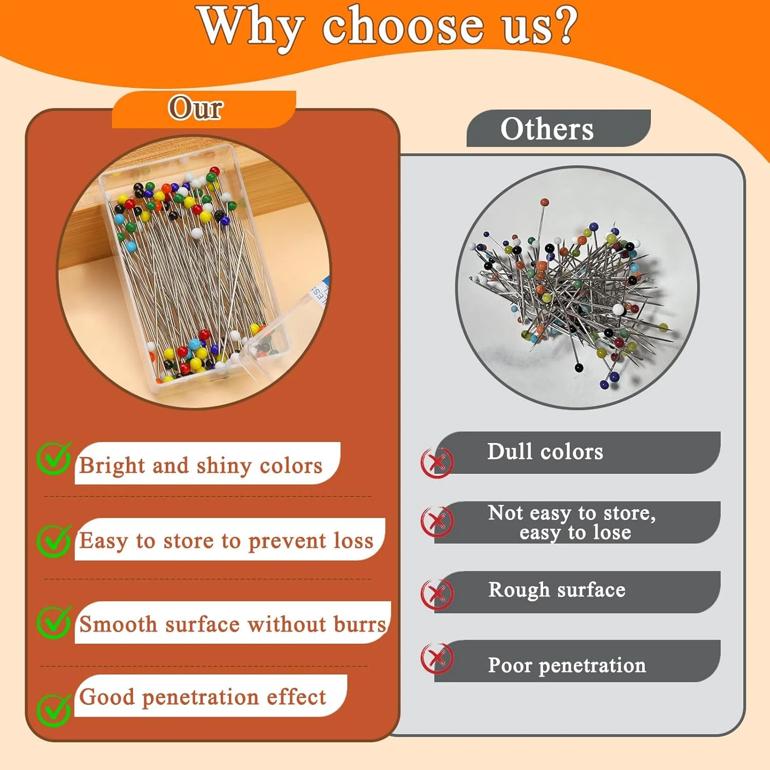 دوکثیرو 200 عدد سوزن خیاطی رنگارنگ با سر شیشه ای، سوزن های مستقیم 38 میلی متری بلند با نوک تیز برای لحاف دوزی، جواهر سازی