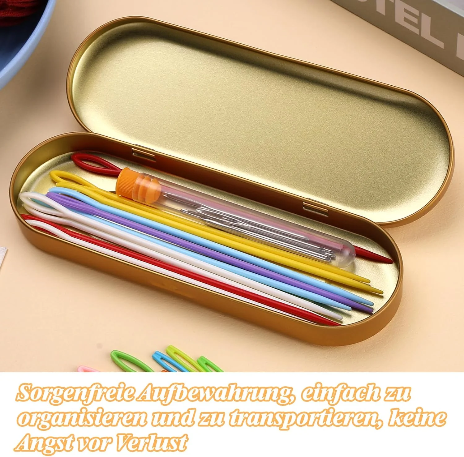 مجموعه سوزن خیاطی داکسیرو، 70 عدد سوزن خیاطی پلاستیکی و 6 عدد سوزن کند، سوزن خیاطی، سوزن بافندگی ایمنی با جعبه نگهداری برای خیاطی DIY، پروژه سوزن صنایع دستی دست ساز