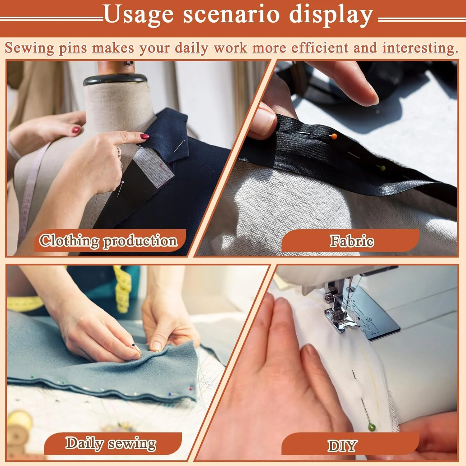 دوکثیرو 200 عدد سوزن خیاطی رنگارنگ با سر شیشه ای، سوزن های مستقیم 38 میلی متری بلند با نوک تیز برای لحاف دوزی، جواهر سازی