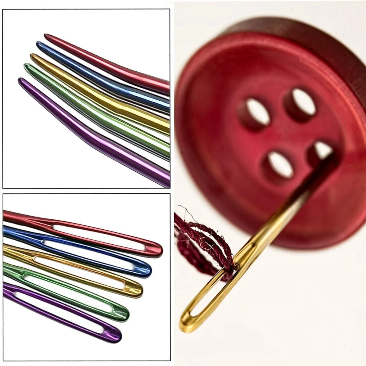 10 عدد سوزن کاموا، سوزن های کوبلن دوزی، سوزن های خمیده برای قلاب بافی، سوزن های خیاطی برای خیاطی دستی، چشم بزرگ برای کوبلن، دوخت پشم، بافندگی، رفوگری