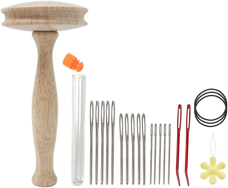 ابزار وصله جوراب مدل تخم مرغی، تخم مرغ چوبی وصله و نخ سوزن برای دوخت جوراب، لباس، صنایع دستی Z1T0