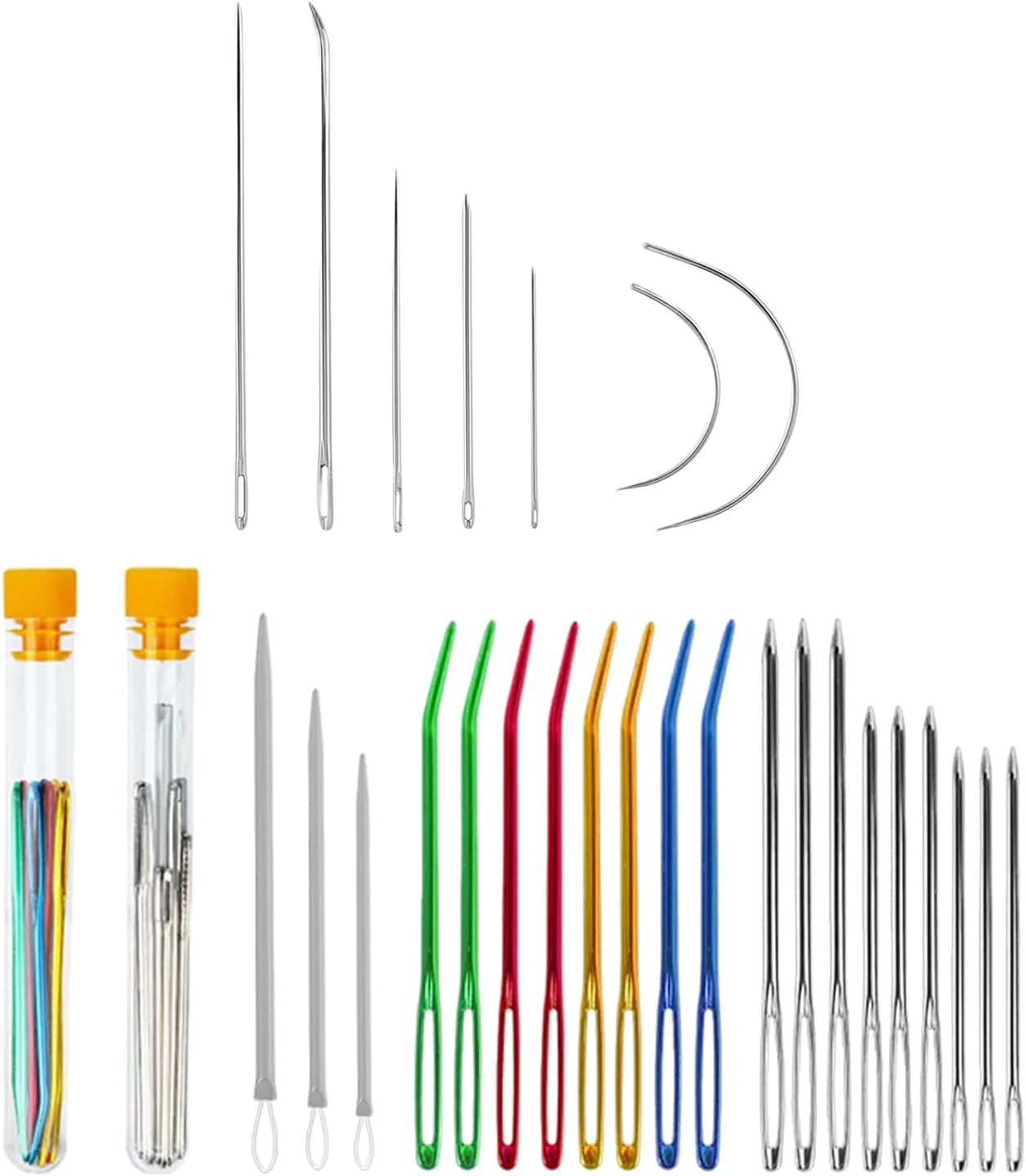 مجموعه 22 عددی سوزن های خمیده CYNOSURETECH و 7 عددی سوزن های چشم بزرگ، ابزارهای بافتنی DIY، سوزن های بافتنی چند منظوره، سوزن های خیاطی دستی، لوازم جانبی خیاطی