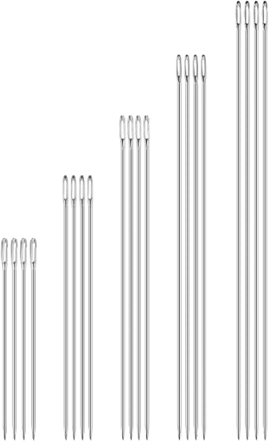 بسته 20 عددی سوزن های لحاف دوزی بلند، سوزن های خیاطی، سوزن های گلدوزی، با چشمی بزرگ، سوزن، سوزن حرفه ای بلند اضافی روکش، نخ کردن آسان، سوزن تشک، بزرگ برای دوخت چرم، برای