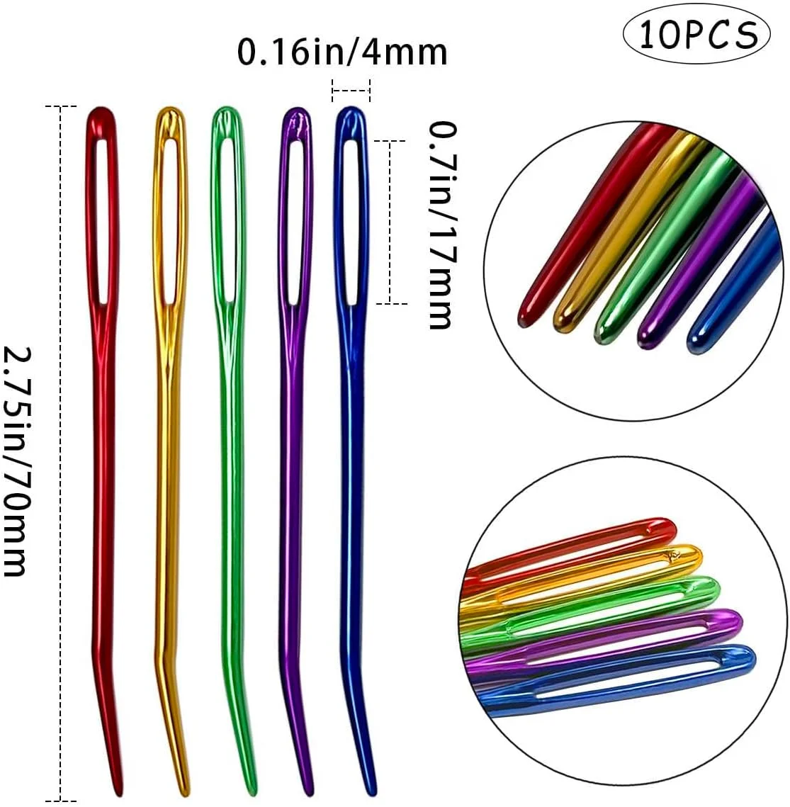 10 عدد سوزن کاموا، سوزن لحاف دوزی کاموا، سوزن های خمیده برای قلاب بافی، سوزن های خیاطی برای خیاطی با دست، چشم بزرگ برای لحاف دوزی، دوخت پشم، بافندگی، رفوگری