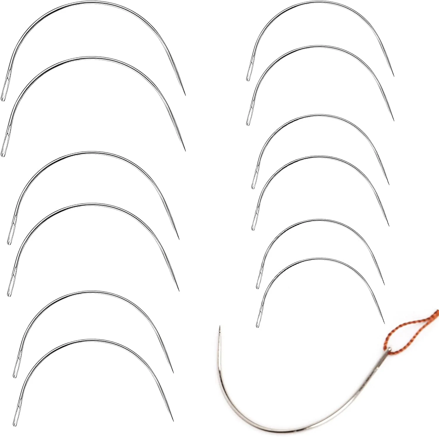 بسته 12 عددی سوزن خیاطی خمیده، ست سوزن خیاطی، سوزن چرمی دستی استیل ضد زنگ، سوزن های روکش، سوزن زین خمیده، سوزن های گرد برای خیاطی، سوزن های دستی، خیاطی چرم