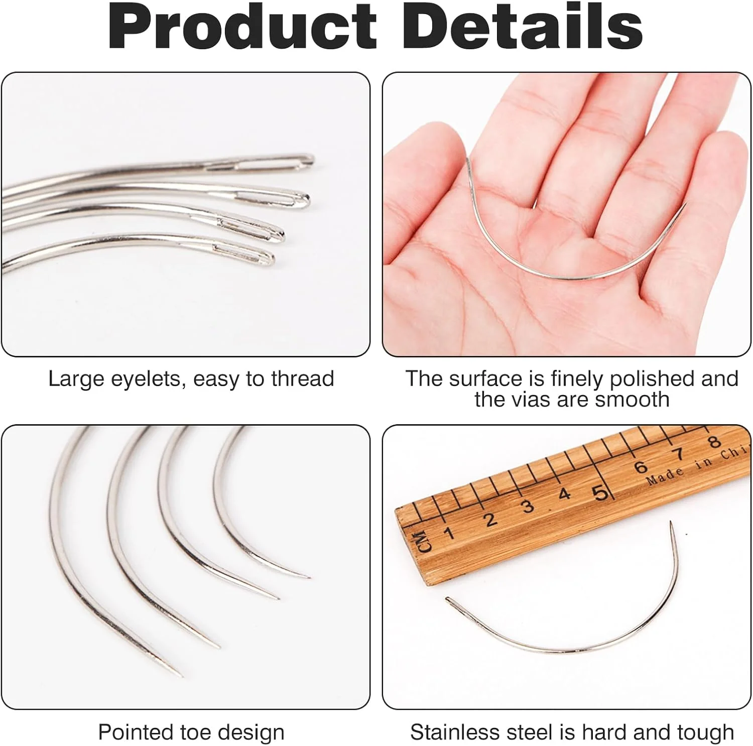 بسته 12 عددی سوزن خیاطی خمیده، ست سوزن خیاطی، سوزن چرمی دستی استیل ضد زنگ، سوزن های روکش، سوزن زین خمیده، سوزن های گرد برای خیاطی، سوزن های دستی، خیاطی چرم