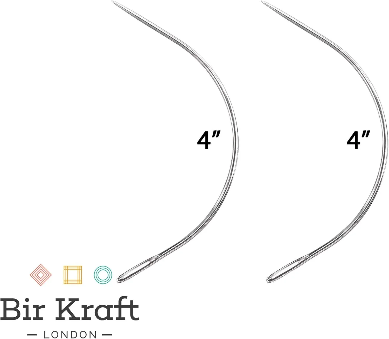 مجموعه سوزن های خیاطی منحنی AASh Bir Kraft 2 عددی | تعمیر سوزن خیاطی منحنی | سوزن خیاطی منحنی متنوع | 2 اینچ، 3 اینچ، 3.5 اینچ یا 4 اینچ (2 عدد 4 اینچ)