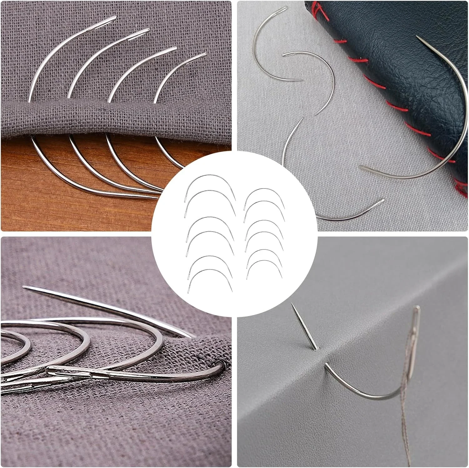 بسته 12 عددی سوزن خیاطی خمیده، ست سوزن خیاطی، سوزن چرمی دستی استیل ضد زنگ، سوزن های روکش، سوزن زین خمیده، سوزن های گرد برای خیاطی، سوزن های دستی، خیاطی چرم