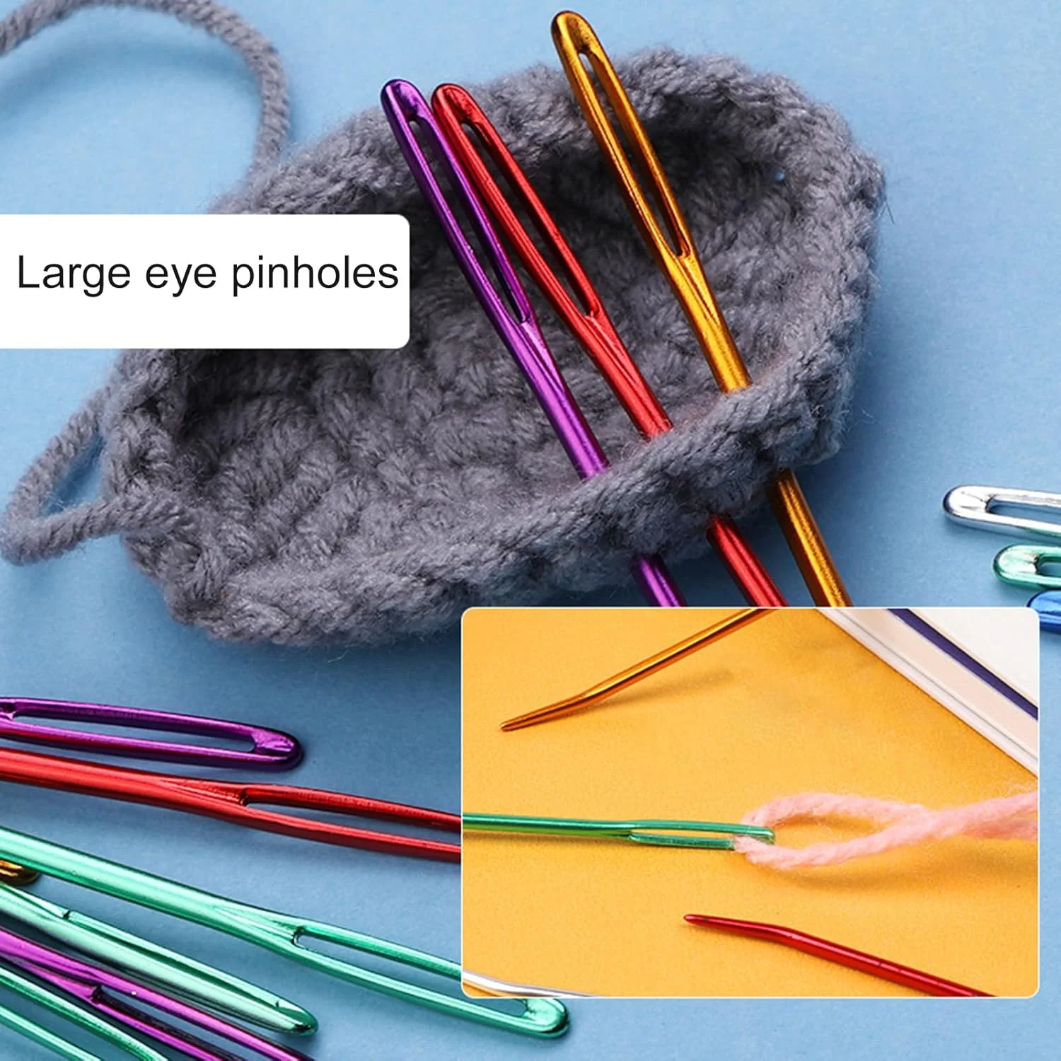 48 عدد سوزن بزرگ چشمی خمیده، سوزن ملیله دوزی نوک خمیده، نشانگر دوخت قفلی با جعبه برای مبتدیان