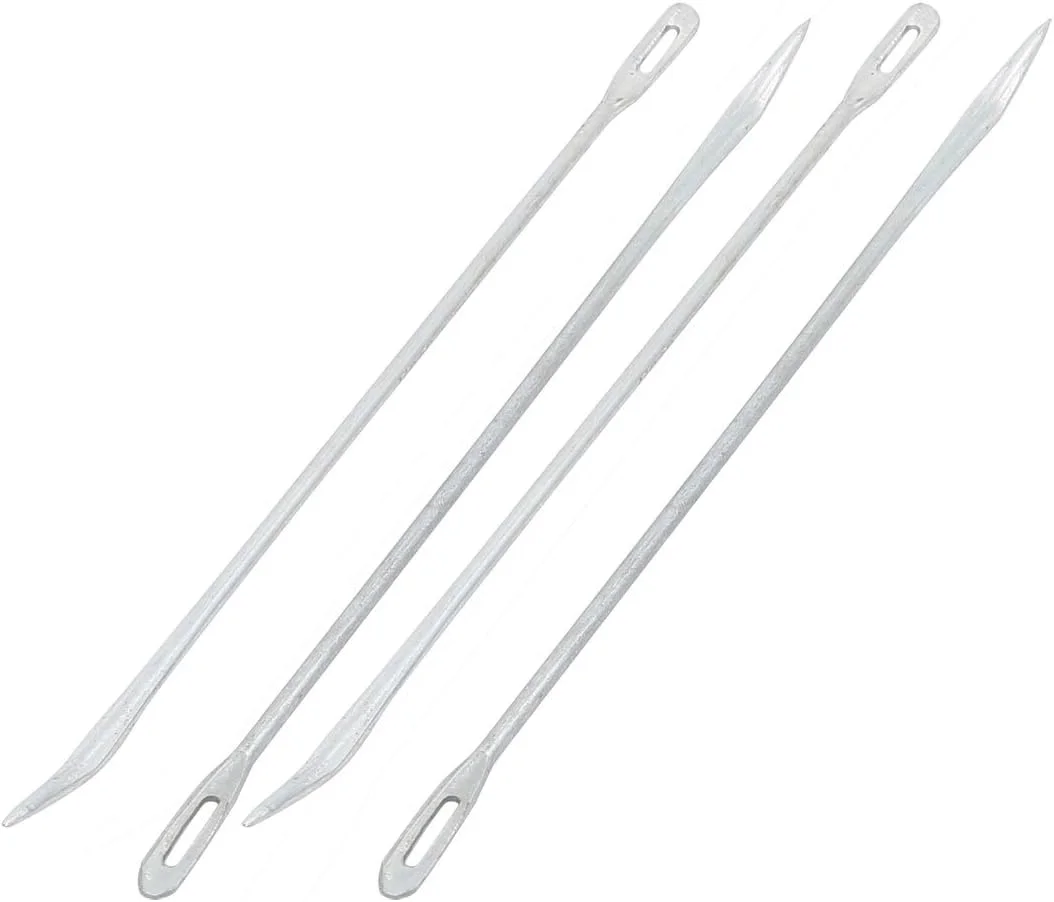 سوزن های فلزی خمیده با نوک کج برای بسته بندی و دوخت کیسه، 4 عدد، نقره ای