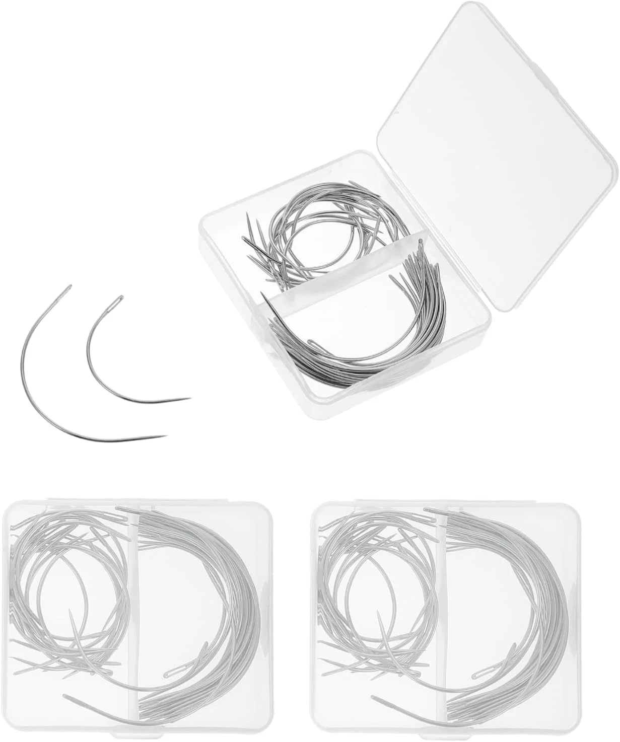 40 عدد سوزن بافتنی منحنی شکل C، سوزن خیاطی دستی، سوزن های منحنی برای تعمیر چرم، بوم، بافتنی، مدل سازی صنایع دستی