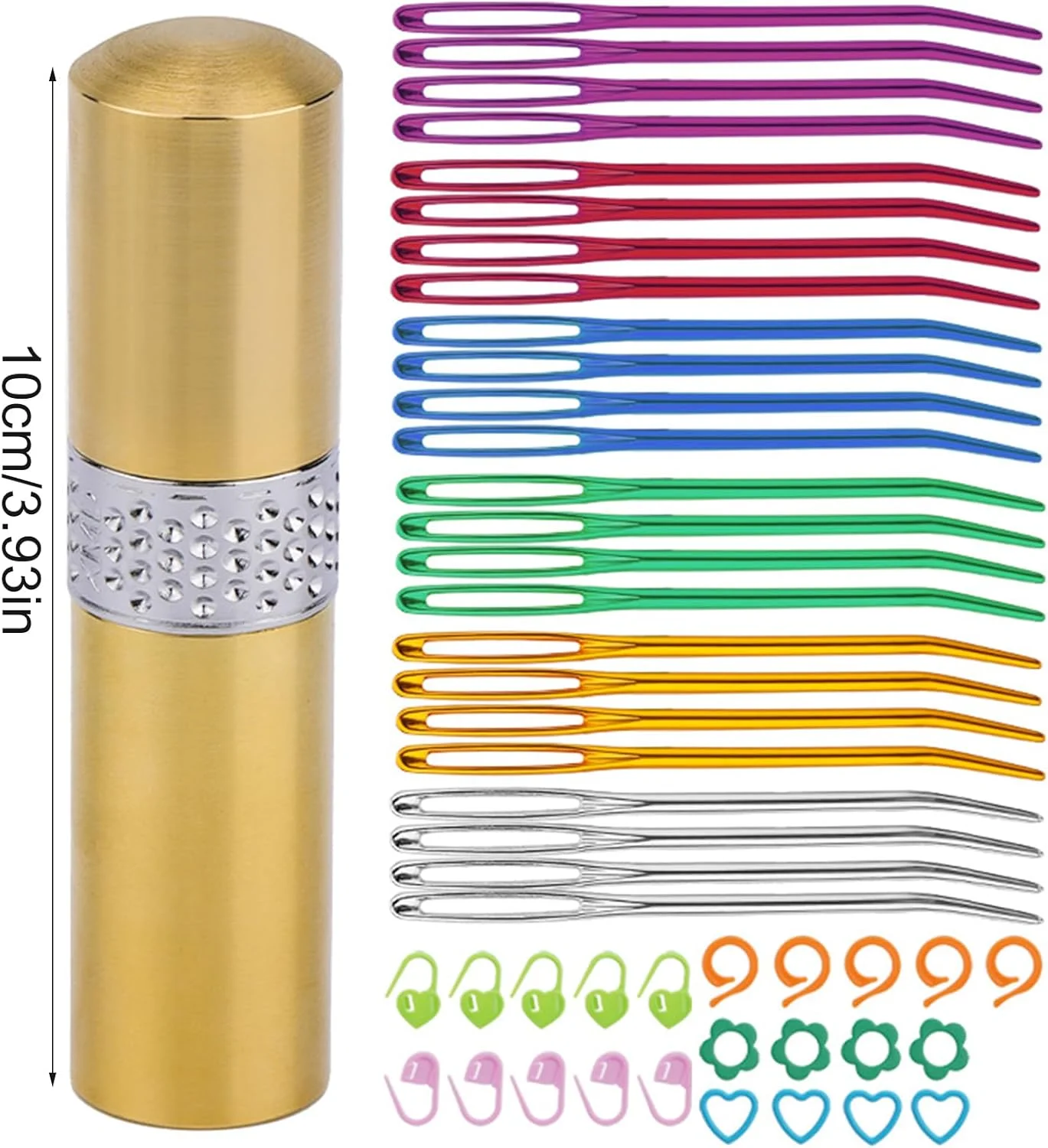48 عدد سوزن بزرگ چشمی خمیده، سوزن ملیله دوزی نوک خمیده، نشانگر دوخت قفلی با جعبه برای مبتدیان