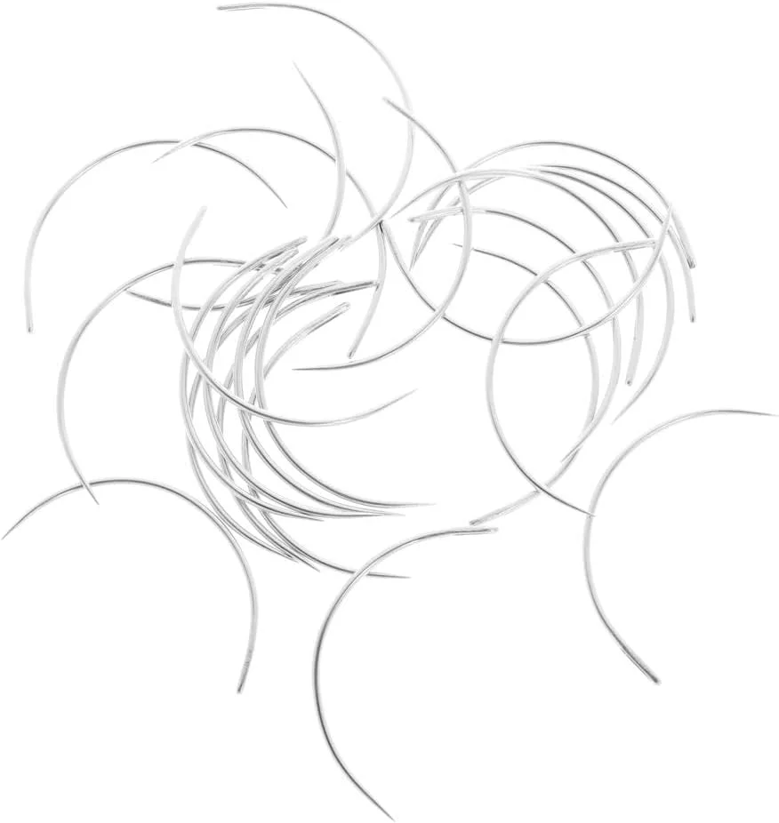 بسته 25 عددی سوزن های تشک دوزی منحنی نوع C - نقره ای، 2.5 اینچ