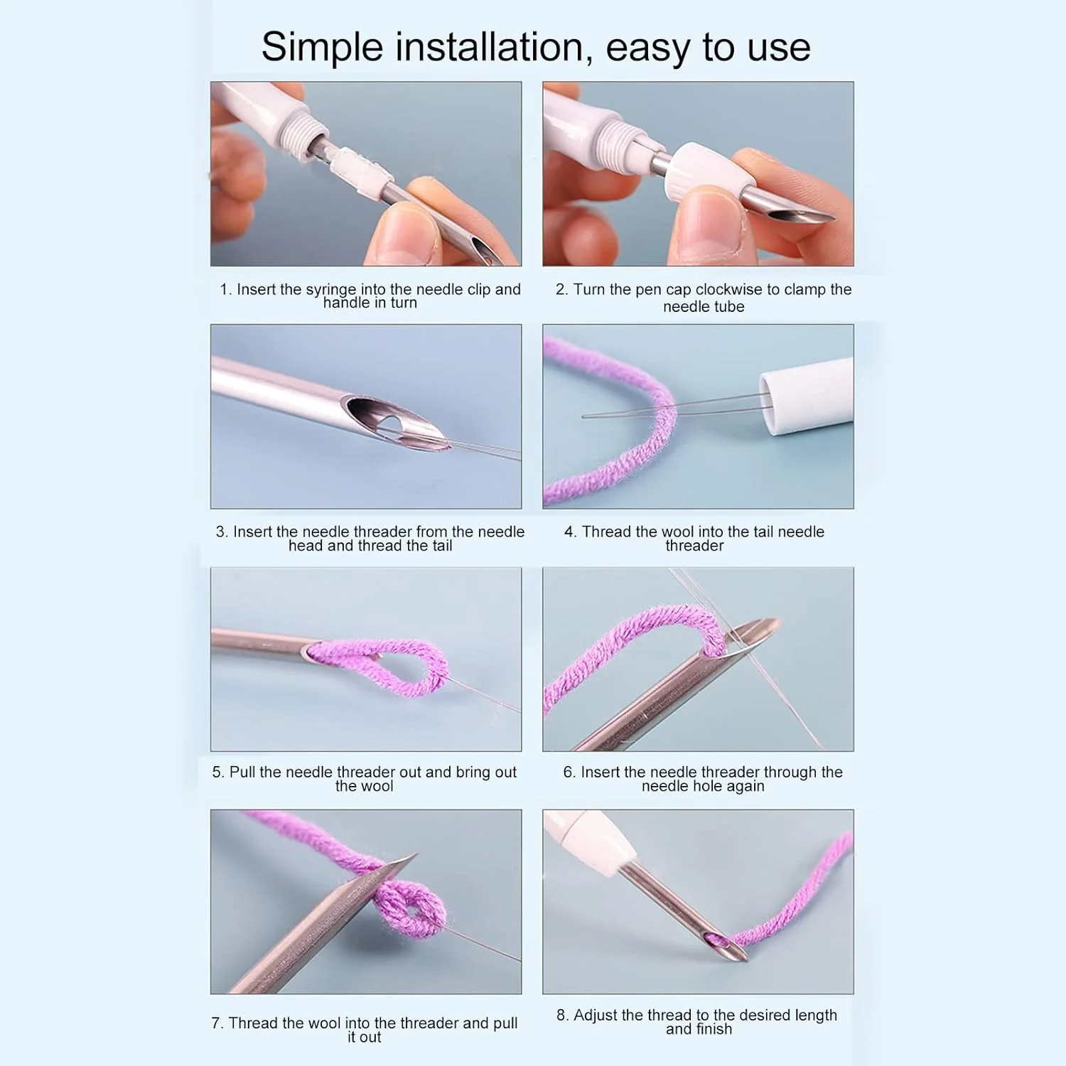 سوزن پانچ گلدوزی Cryfokt، دسته ABS قابل تنظیم با فرآیند پولیش آبکاری الکتریکی، سوزن پانچ 5 میلی متری 3.5 میلی متری 2 میلی متری برای دوخت صنایع دستی DIY