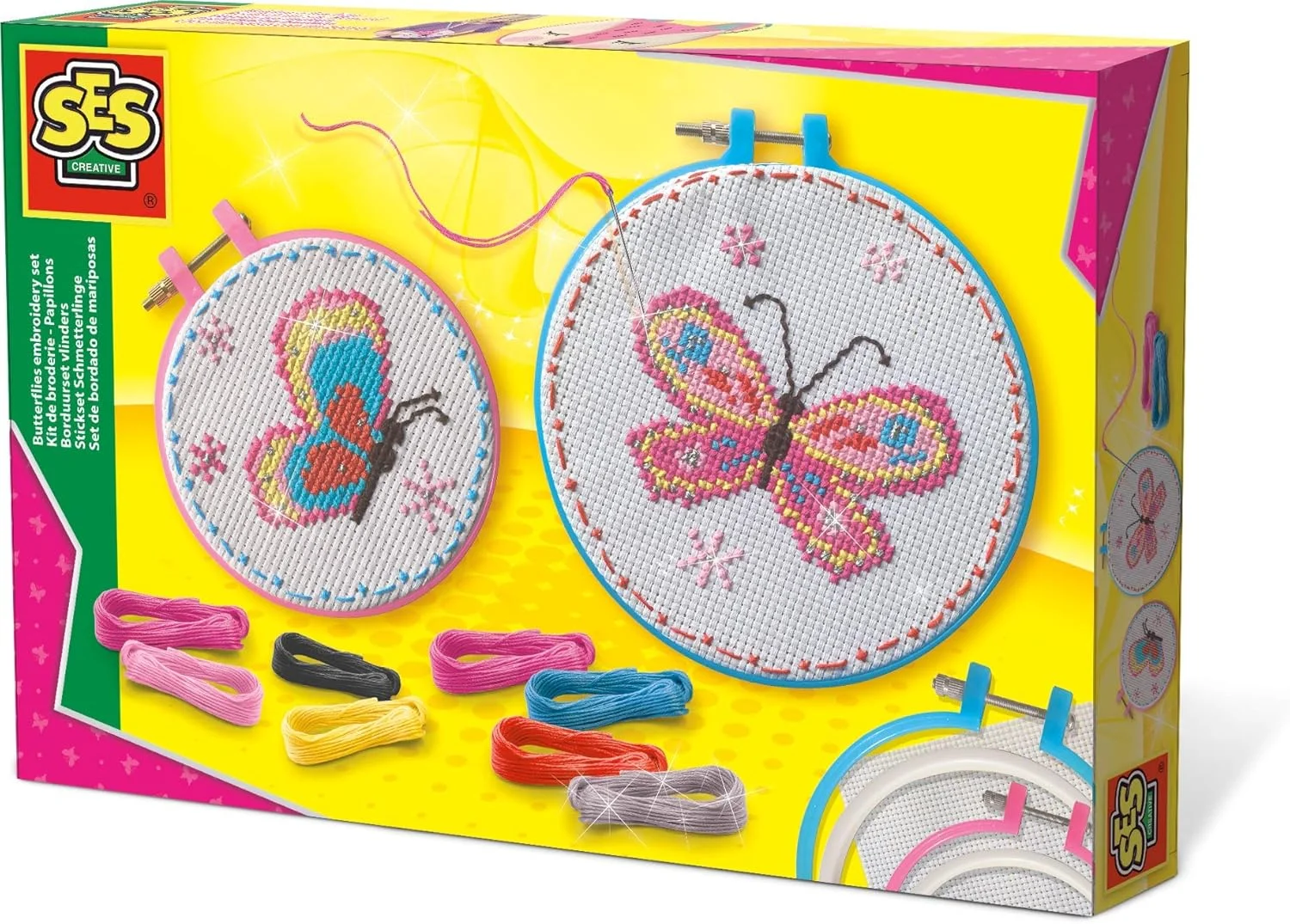 ست سوزن دوزی پارچه ای دو حلقه ای Ses Creative 14658 - طرح پروانه