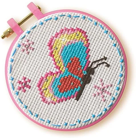 ست سوزن دوزی پارچه ای دو حلقه ای Ses Creative 14658 - طرح پروانه