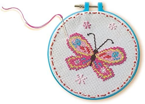 ست سوزن دوزی پارچه ای دو حلقه ای Ses Creative 14658 - طرح پروانه