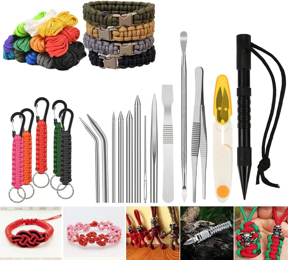 ابزار گره زنی BUYGOO، سوزن های بند و ابزار صاف کننده برای کار با چرم یا پاراکورد ابزار گره زنی BUYGOO، سوزن های بند و ابزار صاف کننده برای کار با چرم یا پاراکورد