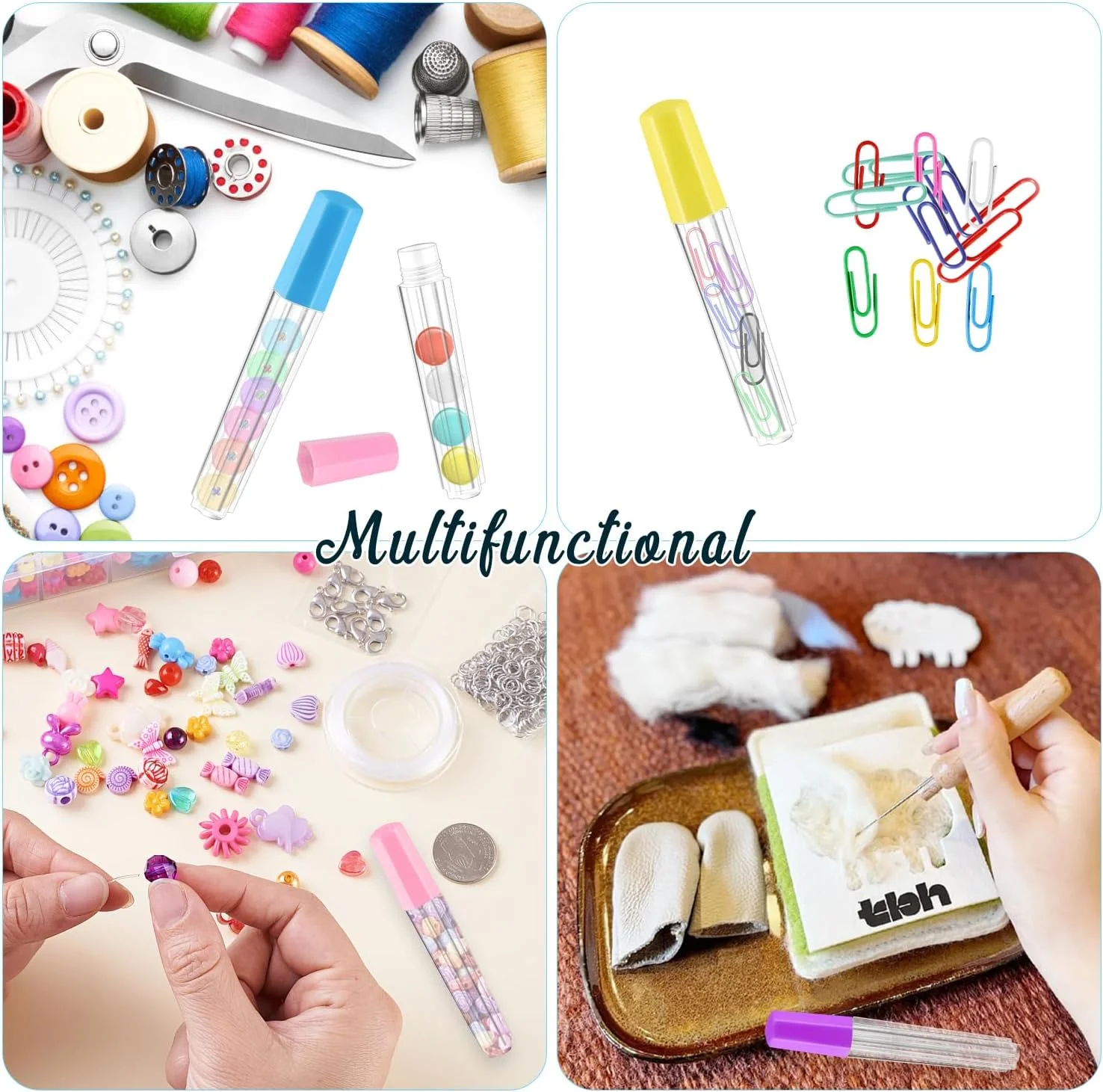 بوسمیو 40 عدد محفظه سوزن نمدی پلاستیکی، لوله های ذخیره سازی ابزار نمدی پین پشمی DIY، جعبه جیبی سوزن بزرگ، 4 رنگ بوسمیو 40 عدد محفظه سوزن نمدی پلاستیکی، لوله های ذخیره سازی ابزار نمدی پین پشمی DIY، جعبه جیبی سوزن بزرگ، 4 رنگ