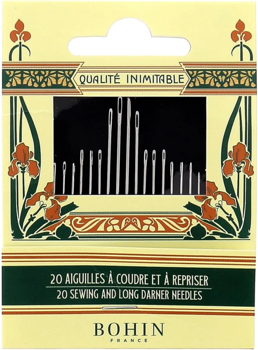 BOHIN France - مجموعه سوزن خیاطی استیل با روکش نیکل BOHIN France مدل Sharps & Darners - 20 عدد سوزن