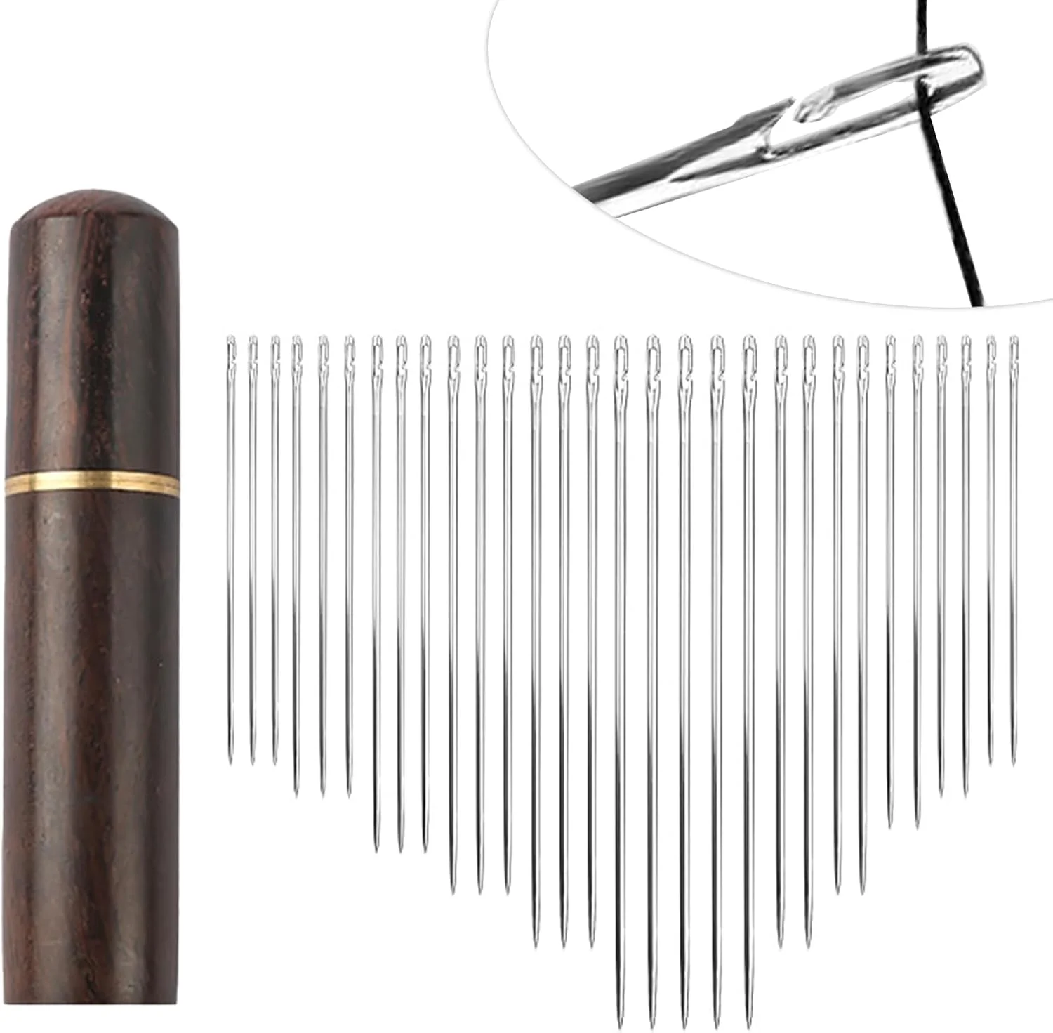 ست سوزن خود نخ کن BendJoy 30 تکه در اندازه های مختلف، سوزن پانچ خود نخ کن آسان برای گلدوزی، ست سوزن دستی برای گلدوزی و خیاطی دستی
