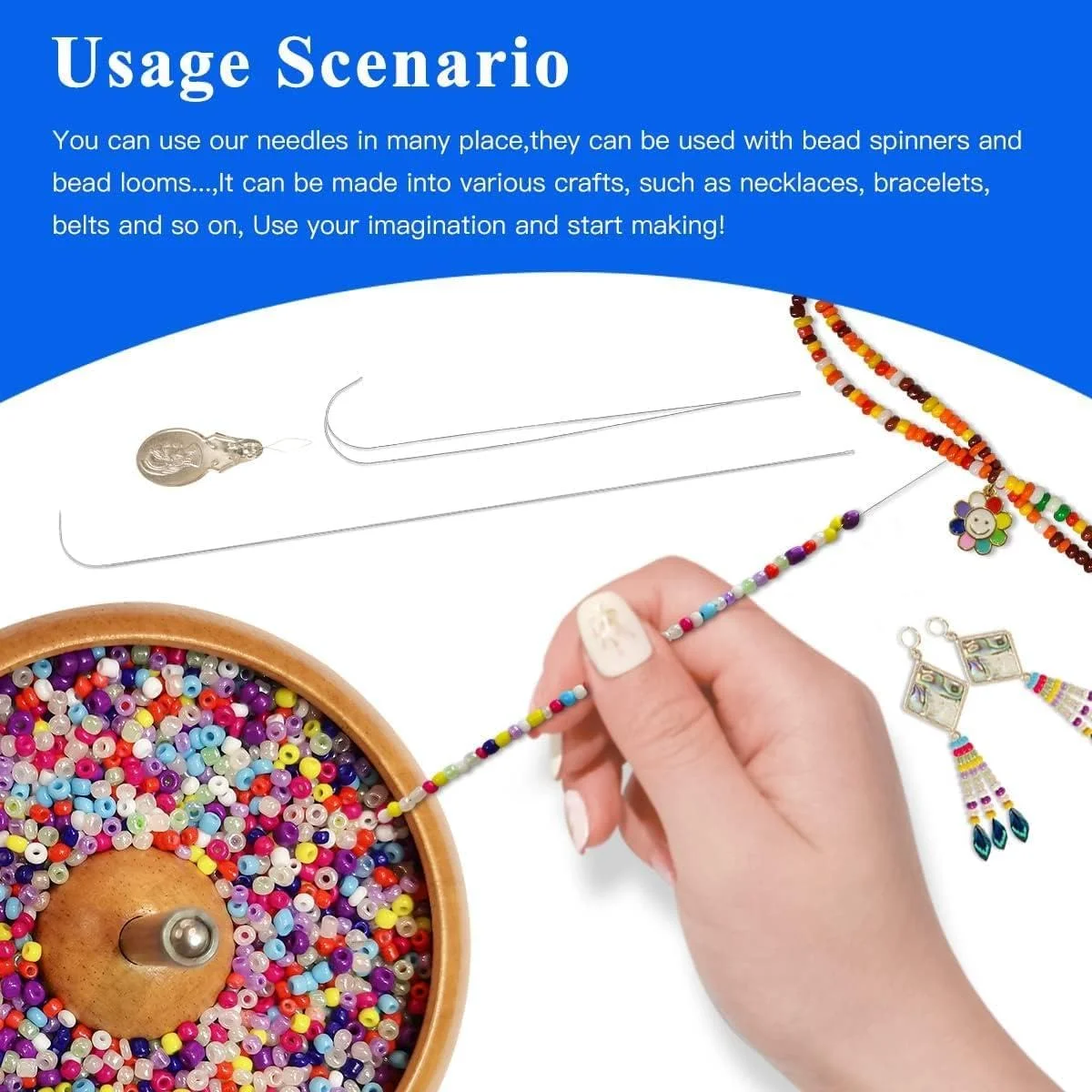 Beadsnfashion دو عدد سوزن مهرهدوزی منحنی فوقالعاده بلند استیل ضد زنگ 3.5 اینچی برای گلدوزی و مهرهدوزی Beadsnfashion دو عدد سوزن مهرهدوزی منحنی فوقالعاده بلند استیل ضد زنگ 3.5 اینچی برای گلدوزی و مهرهدوزی