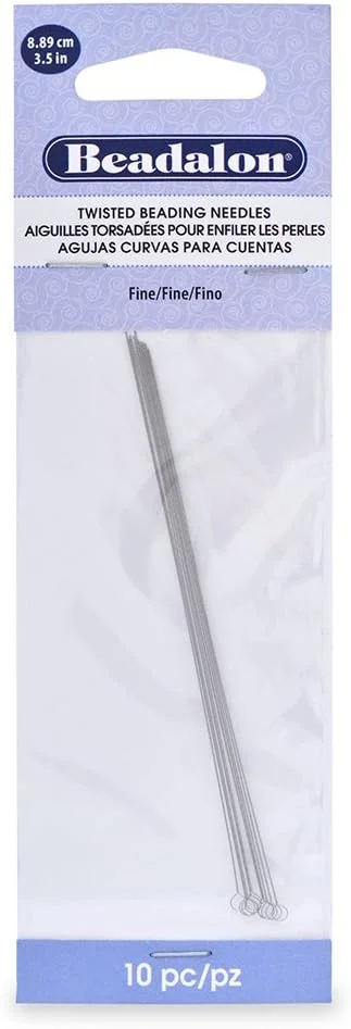 سوزن های مهره بافی پیچ خورده Beadalon، ظریف آسیایی، 10 عددی