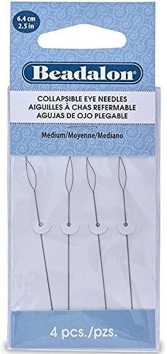 Beadalon 3 بسته - سوزن های چشمی تاشو 2.5 ظریف، متوسط و سنگین - 4 عدد در بسته - مجموع 12 سوزن (در بسته بندی پستی Rigid Pak TM)