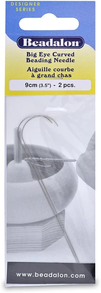 سوزن های مهره دوزی چشم بزرگ منحنی Beadalon 700A-300، 3.5 اینچ، 2 عدد، استیل ضد زنگ
