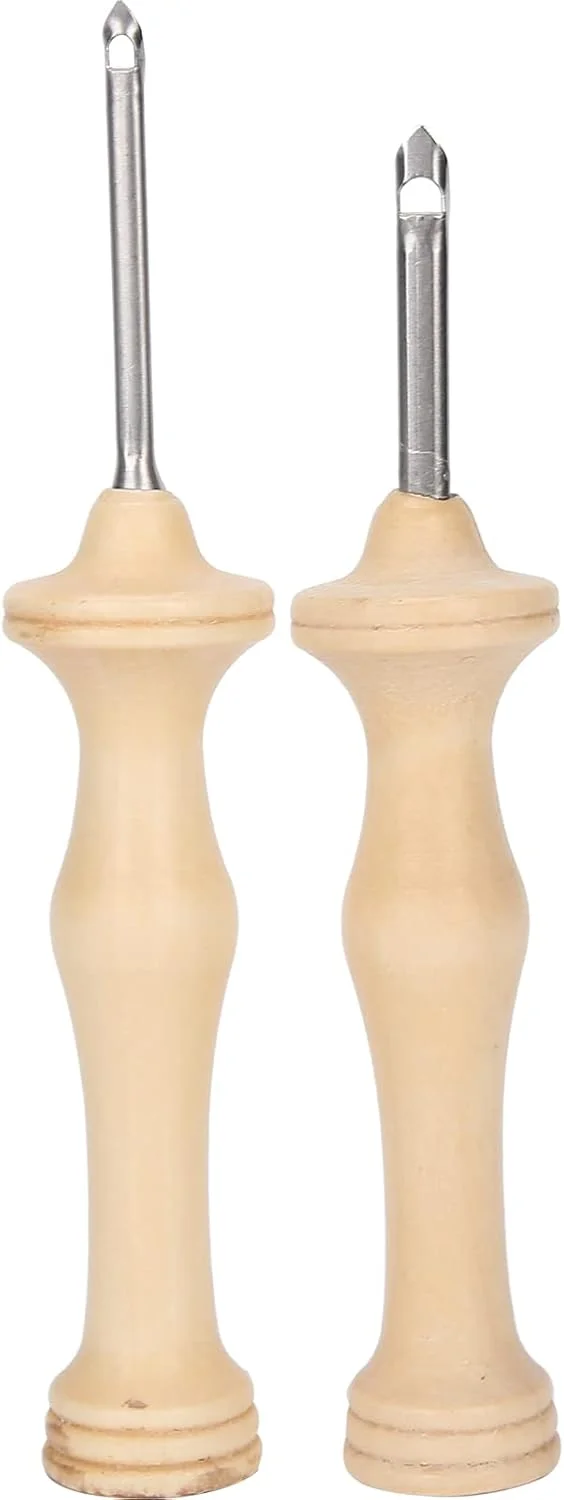 Banrixian سوزن پانچ DIY، کیت گلدوزی سوزن پانچ 2 عددی دسته چوبی سوزن نخ ابزار بافندگی دست ساز DIY Leunlee Banrixian سوزن پانچ DIY، کیت گلدوزی سوزن پانچ 2 عددی دسته چوبی سوزن نخ ابزار بافندگی دست ساز DIY Leunlee