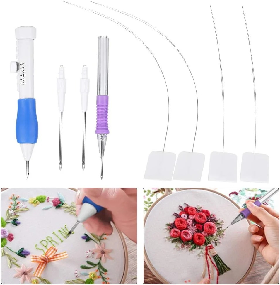 مجموعه قلم گلدوزی AYNEFY DIY، مجموعه سوزن پانچ، ابزار کاردستی خیاطی گلدوزی، TPR، دستگاه نخ کشی خیاطی DIY برای مجموعه قلم گلدوزی AYNEFY DIY، مجموعه سوزن پانچ، ابزار کاردستی خیاطی گلدوزی، TPR، دستگاه نخ کشی خیاطی DIY برای