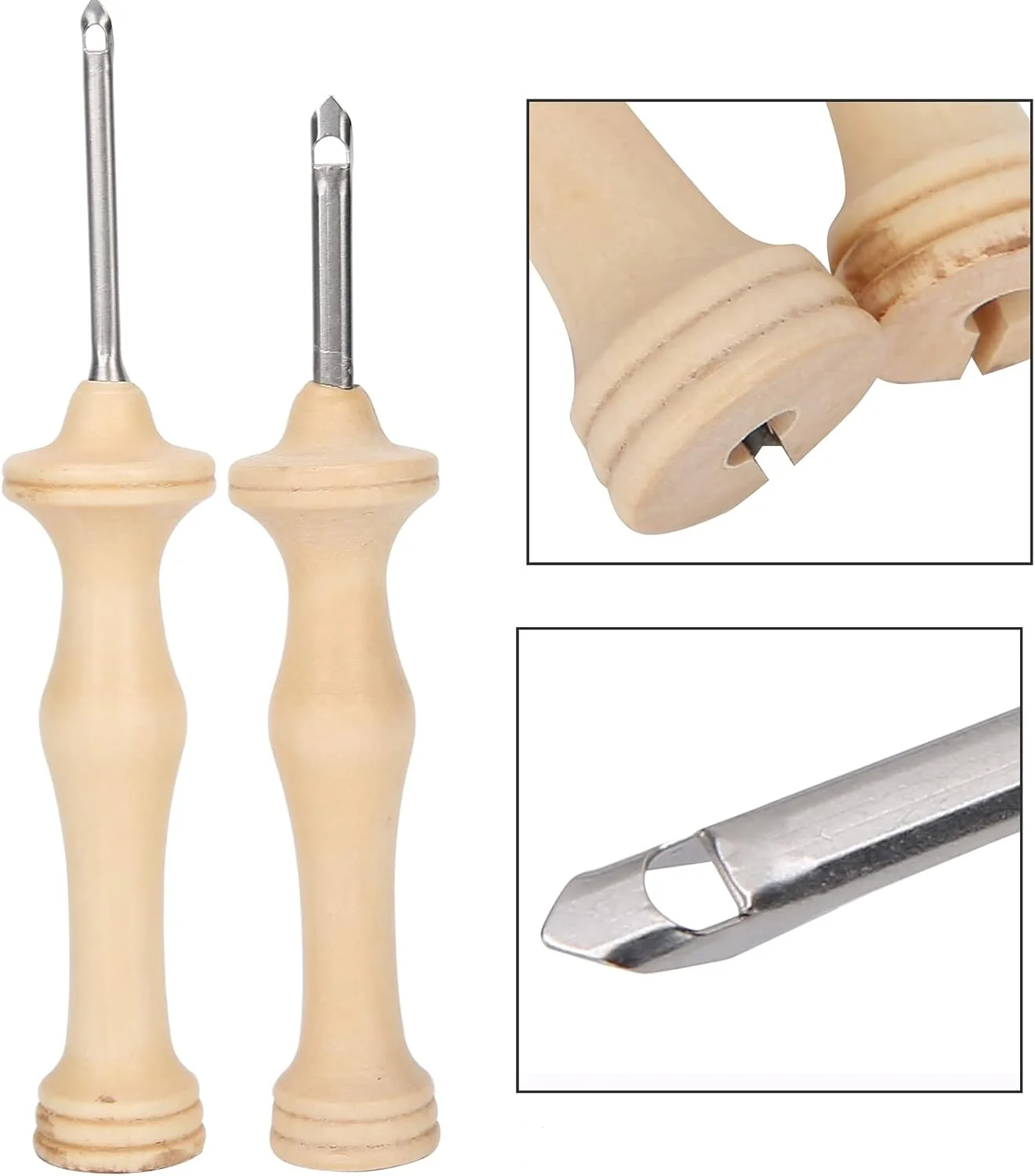 Banrixian سوزن پانچ DIY، کیت گلدوزی سوزن پانچ 2 عددی دسته چوبی سوزن نخ ابزار بافندگی دست ساز DIY Leunlee Banrixian سوزن پانچ DIY، کیت گلدوزی سوزن پانچ 2 عددی دسته چوبی سوزن نخ ابزار بافندگی دست ساز DIY Leunlee