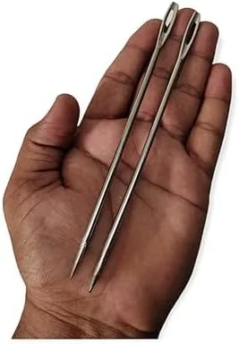 سوزن های دوخت گونی/کیسه آواد. سوزن های فلزی نوک صاف (5 اینچ) برای بسته بندی گونی/کیسه. سوزن های فلزی نوک صاف برای گونی/بسته بندی که در هندی suvva، suja نامیده می شوند - بسته 5 عددی
