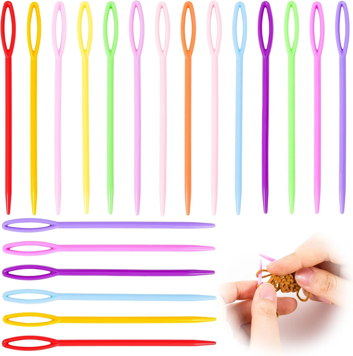 سوزن نخ کاموا Alpinleux، 20 عدد، 9 سانتی‌متری، سوزن نخ‌کن برای خیاطی دستی، سوزن پلاستیکی کوبلن‌دوزی، سوزن قلاب‌بافی با سوراخ بزرگ، سوزن‌های رفو برای کاموا، خیاطی (چند رنگ)